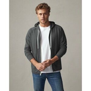 American Giant Mens Lightweight Full Zip Hoodie in Grey Ink Heather size X-Large